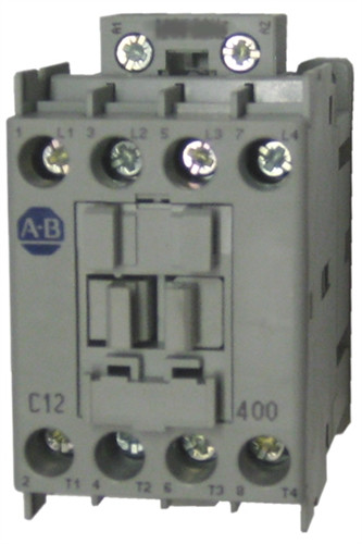 ALLEN BRADLEY 100-C12KD400 CONTACTOR, SCREW TERMINALS, 5.5KW/400V, COIL 2 TERMINALS, COIL TERMINALS AT LINE SIDE, CONTROL VOLTAGE 110V 50/60HZ, 4 N.O. MAIN POLES, SINGEL PACK