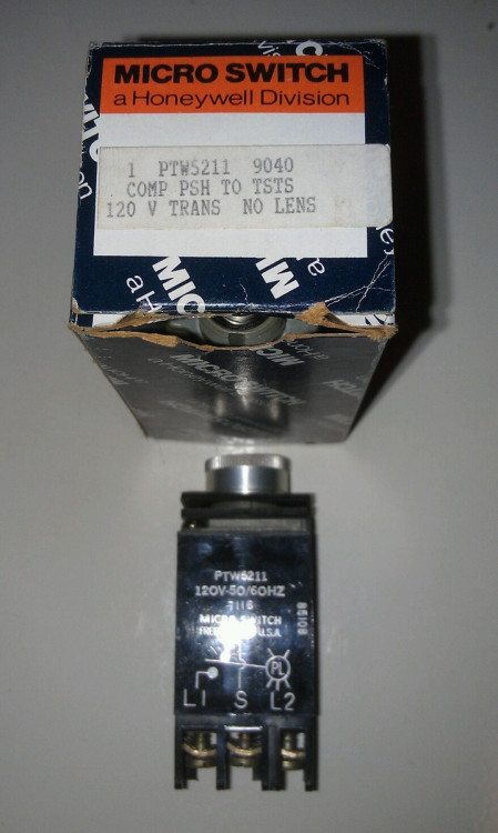 MICROSWITCH PTW5211 INDICATOR PUSH TO TEST NO LENS 120V 50/60HZ MICROSWITCH PTW5211 INDICATOR PUSH TO TEST NO LENS 120V 50/60HZ