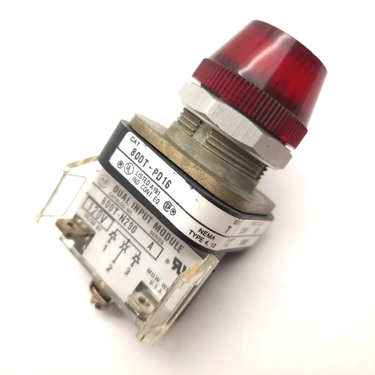 ALLEN BRADLEY 800T-PD16R PILOT LIGHT RED DUAL INPUT-DIODE W/1NO 1NC ALLEN BRADLEY 800T-PD16R PILOT LIGHT RED DUAL INPUT-DIODE W/1NO 1NC