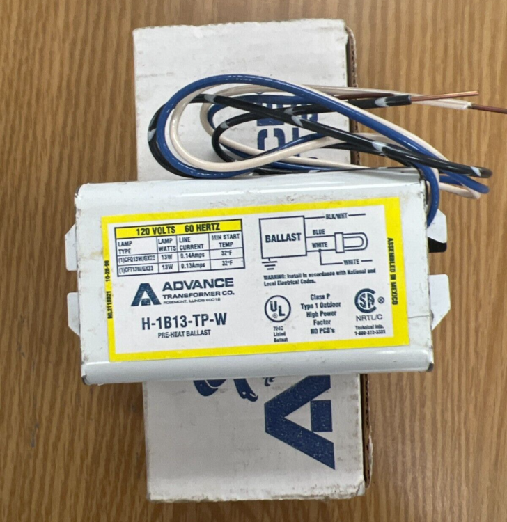 ADVANCE BALLAST H1B13TPWM (MIN ORD MAY BE REQ) MAG BALLAST (1) 13W COMPACT(2-PIN) 120V