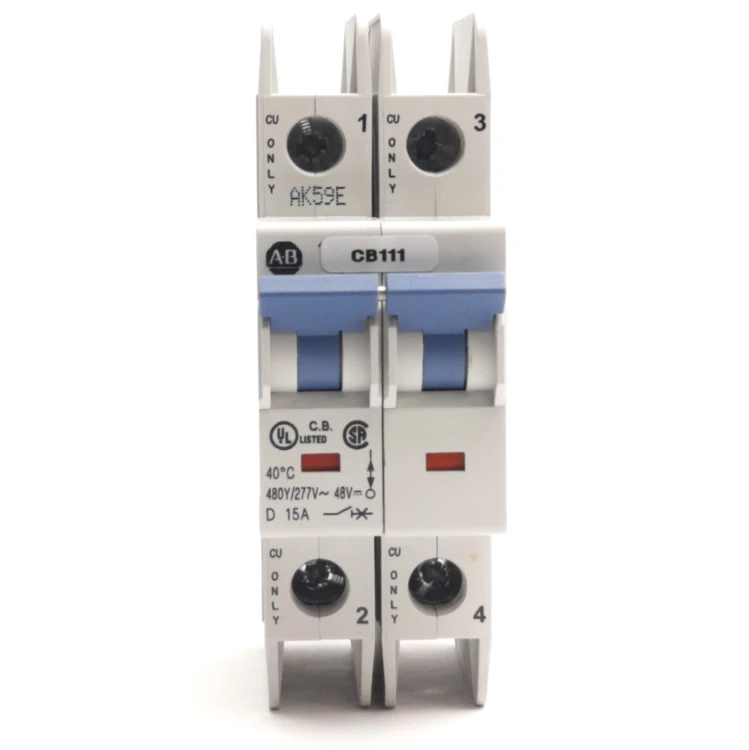 ALLEN BRADLEY 1489-A2D-150 INDUSTRIAL CIRCUIT BREAKER, 2-POLE, 480Y/277V, 15A, D TRIP CURVE (10.20 IP) ALLEN BRADLEY 1489-A2D-150 INDUSTRIAL CIRCUIT BREAKER, 2-POLE, 480Y/277V, 15A, D TRIP CURVE (10.20 IP)