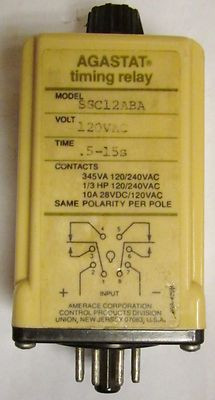 AGASTAT 1-1437459-5 RELAY TIME DELAY 10AMP 120VAC DPDT 1.5-15 SEC AGASTAT 1-1437459-5 RELAY TIME DELAY 10AMP 120VAC DPDT 1.5-15 SEC