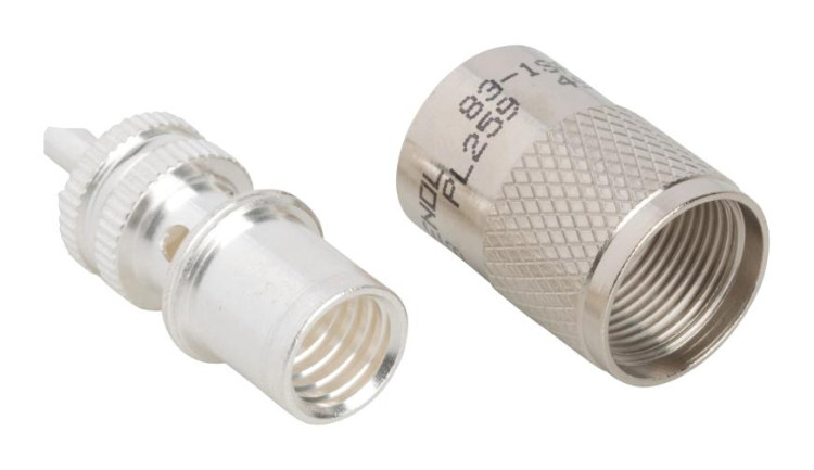 AMPHENOL 83-1SP CONNECTOR, COAXIAL, UHF, PLUG, SOLDER, 50 OHM; SERIES:UHF; CONNECTOR TYPE:UHF COAXIAL; BODY STYLE:STRAIGHT PLUG; COAXIAL TERMINATION:SOLDER; IMPEDANCE AMPHENOL 83-1SP CONNECTOR, COAXIAL, UHF, PLUG, SOLDER, 50 OHM; SERIES:UHF; CONNECTOR TYPE:UHF COAXIAL; BODY STYLE:STRAIGHT PLUG; COAXIAL TERMINATION:SOLDER; IMPEDANCE
