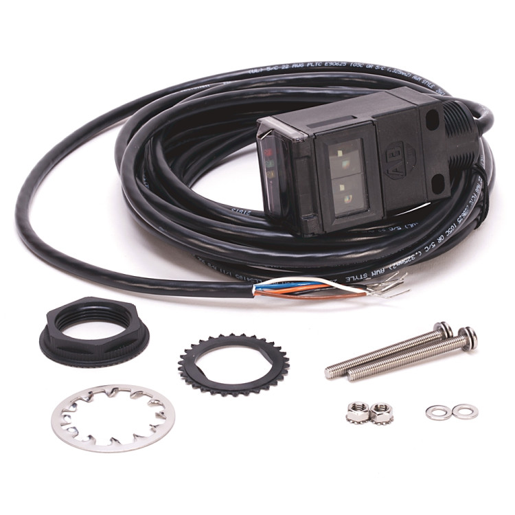 ALLEN BRADLEY 42GRU-9201 PHOTOELECTRIC SENSORS, POLARIZED RETRO REFLECTIVE, STANDARD AND TIMING, RELAY OUTPUT, SENSING RANGE 4.87 M, 10 - 55 VDC OR 20 - 40 VAC, LIGHT/DARK SELECTABLE, CABLE 2 M