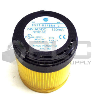ALLEN BRADLEY 855T-B24BR8 MODULE FOR TOWER LIGHT 70MM, BLACK BODY, POWER SUPPLY 24V AC/DC, STROBE, YELLOW LENS ALLEN BRADLEY 855T-B24BR8 MODULE FOR TOWER LIGHT 70MM, BLACK BODY, POWER SUPPLY 24V AC/DC, STROBE, YELLOW LENS
