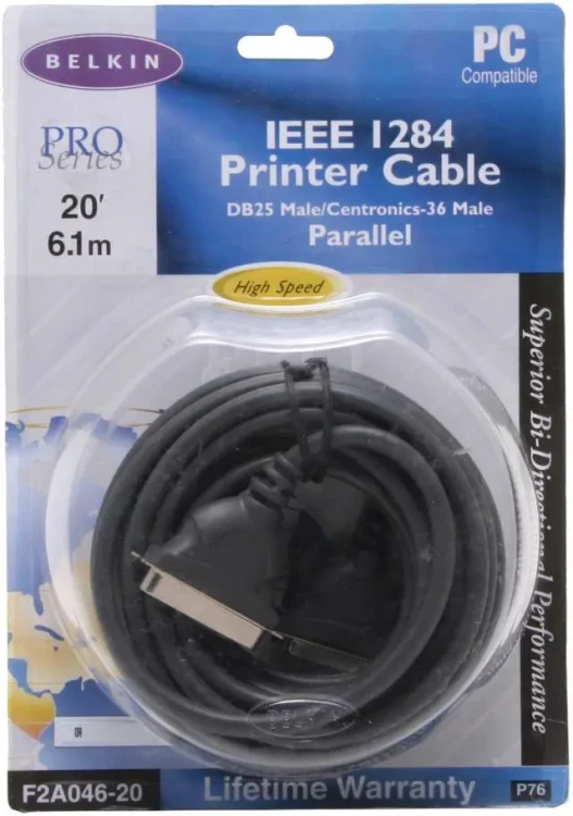 PARALLEL PRINTER CABLE 20FEET PRO SERIES IEEE 1284 PARALLEL PRINTER CABLE 20FEET PRO SERIES IEEE 1284