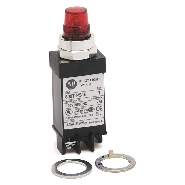 ALLEN BRADLEY 800T-PSD16R 800T SMALL PILOT LIGHT,RED,TRANSFORMER,DUAL INPUT-DIODE,120V AC 50/60 HZ ALLEN BRADLEY 800T-PSD16R 800T SMALL PILOT LIGHT,RED,TRANSFORMER,DUAL INPUT-DIODE,120V AC 50/60 HZ