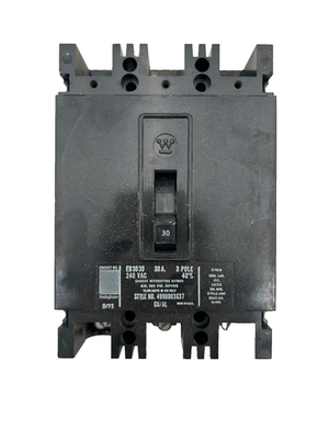 WESTINGHOUSE EB3030 CIRCUIT BREAKER 30AMP 3POLE 240VAC WESTINGHOUSE EB3030 CIRCUIT BREAKER 30AMP 3POLE 240VAC