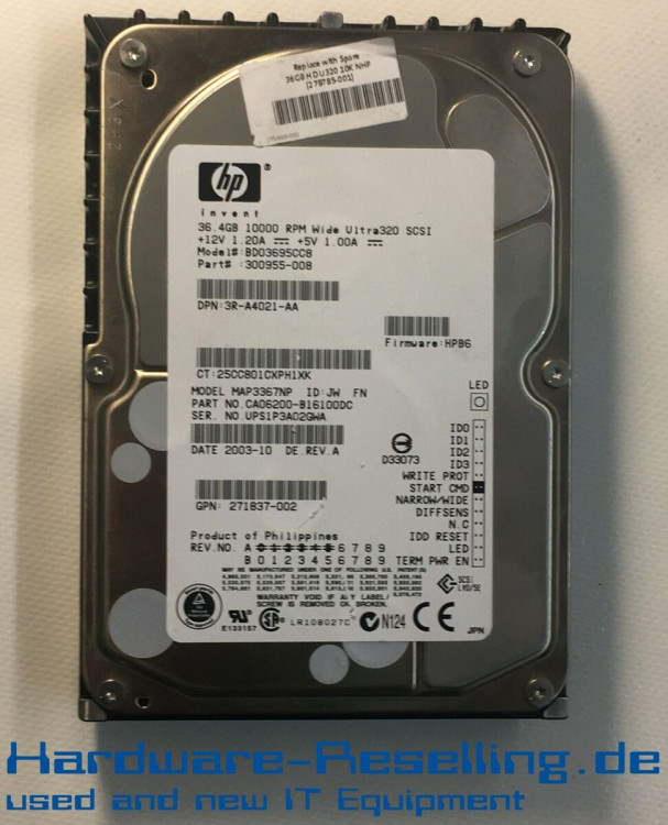 HP 36.4GB 10K rpm U320 SCSI Non Hot-Plug HP 36.4GB 10K rpm U320 SCSI Non Hot-Plug