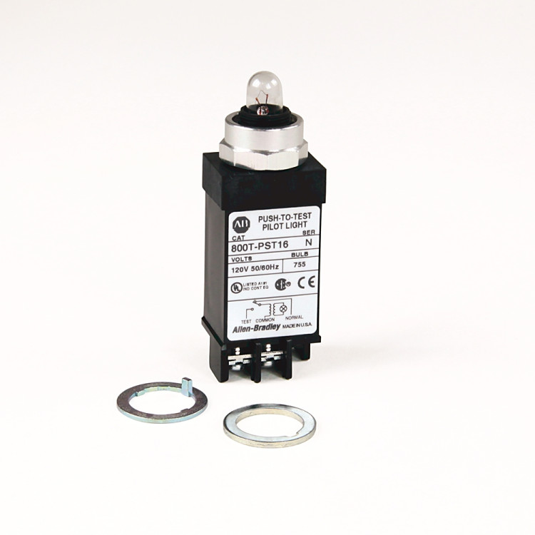 ALLEN BRADLEY 800T-PST16B 800T SMALL PILOT LIGHT,BLUE,TRANSFORMER,PUSH-TO-TEST,120V AC 50/60 HZ ALLEN BRADLEY 800T-PST16B 800T SMALL PILOT LIGHT,BLUE,TRANSFORMER,PUSH-TO-TEST,120V AC 50/60 HZ