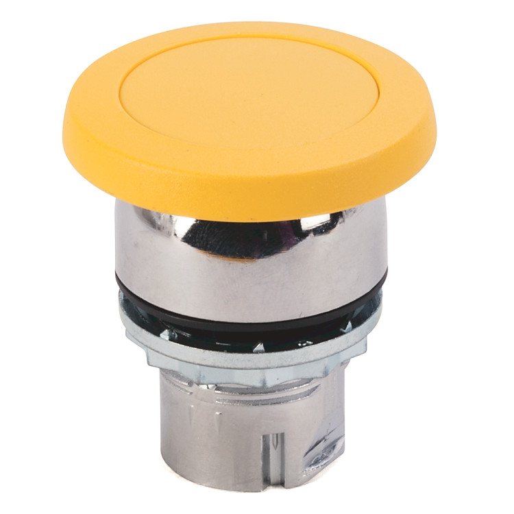 ALLEN BRADLEY 800FM-MM45  PUSH BUTTON, METAL BODY, MUSHROOM OPERATOR 40MM, YELLOW CAP, WITH LASER-ENGRAVED BLACK, SINGLEPACK