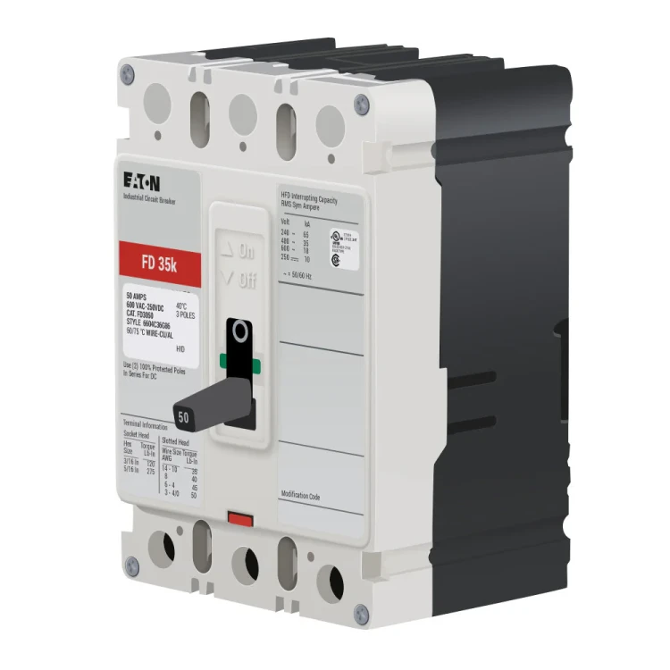 EATON CORPORATION FD3050L  CIRCUIT BREAKER 50AMP 3POLE 600VAC 25KA 480VAC