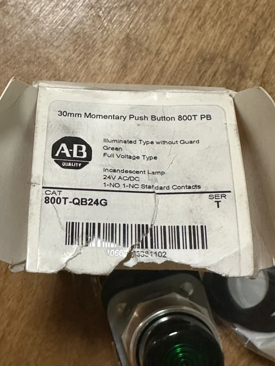 ALLEN BRADLEY 800T-B9D1 30.5MM TYPE 4/13 MOM. CONTACT PB, NON-ILLUM., YELLOW, EXTENDED HD, MUSHROOM HEAD, 1 NO