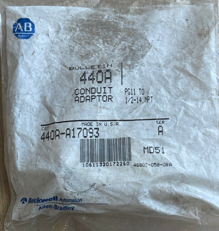 ALLEN BRADLEY 440A-A17093 CONDUIT ADAPTER ALLEN BRADLEY 440A-A17093 CONDUIT ADAPTER