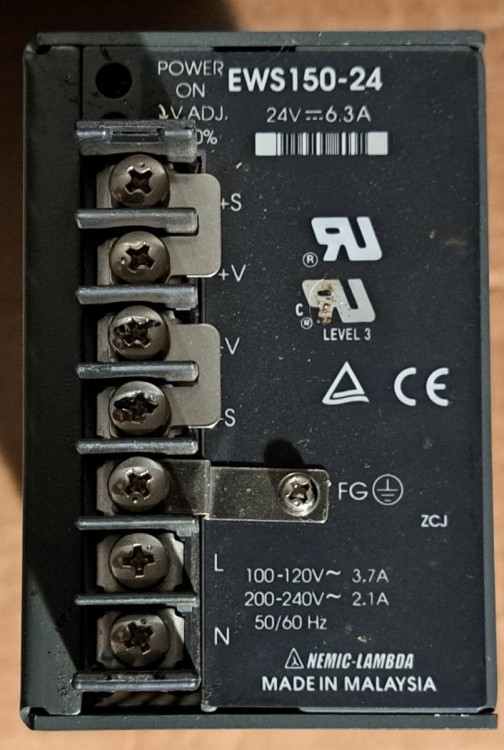 POWER SUPPLY 6.3AMP 100-240VAC 24VDC 50/60HZ POWER SUPPLY 6.3AMP 100-240VAC 24VDC 50/60HZ