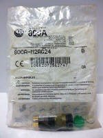 ALLEN BRADLEY 800A-M2DG24 MOMENTARY PUSH BUTTON, STAB TYPE TERMINATION, EXTENDED HEAD, LARGE SQUARE BEZEL, GREEN, INCANDESCENT, 24V AC/DC, NO FACTORY ASSEMBLY