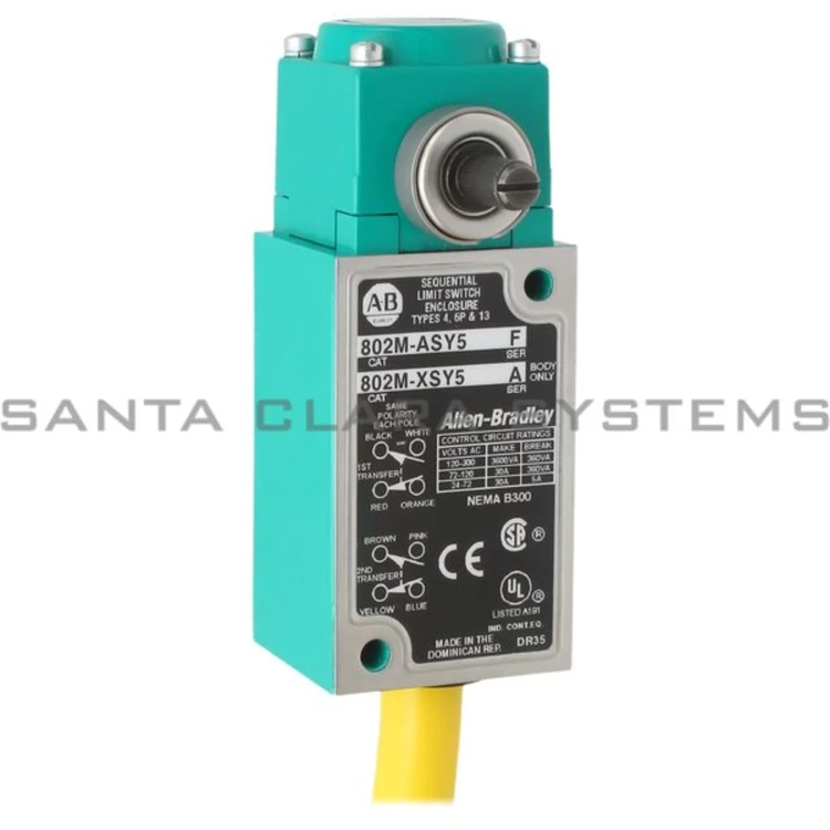 ALLEN BRADLEY 802M-XSY5 LIMIT SWITCH, PRE-WIRED FACTORY SEALED, SWITCH BODY ONLY, SWITCH BODY FOR LEVER TYPE, SEQUENTIAL, 4-CIRCUIT, 1.52M (5FT) LENGTH STO CABLE ALLEN BRADLEY 802M-XSY5 LIMIT SWITCH, PRE-WIRED FACTORY SEALED, SWITCH BODY ONLY, SWITCH BODY FOR LEVER TYPE, SEQUENTIAL, 4-CIRCUIT, 1.52M (5FT) LENGTH STO CABLE