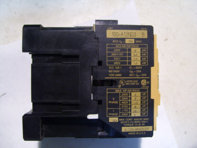 ALLEN BRADLEY 100-A12ND31 CONTACTOR 12AMP 3POLE 120V ALLEN BRADLEY 100-A12ND31 CONTACTOR 12AMP 3POLE 120V