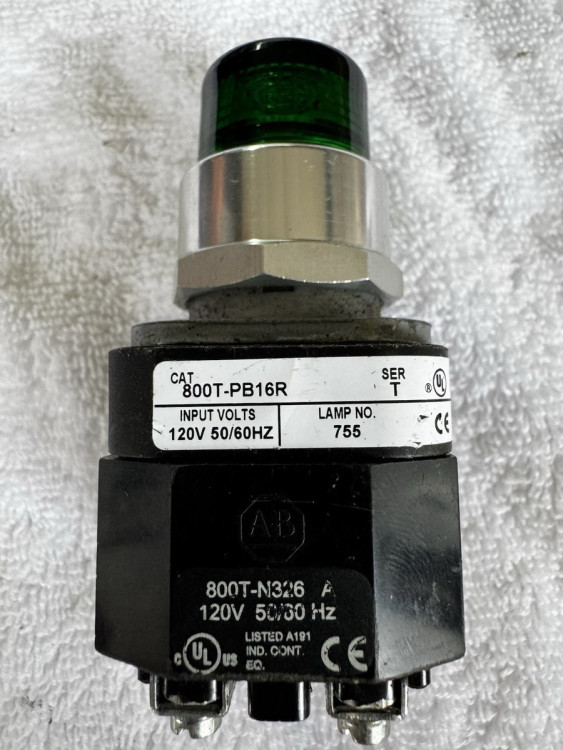 ALLEN BRADLEY 800T-PT16 30.5MM TYPE 4/13 PILOT LIGHT, XFMR, PUSH-TO-TEST, NO LENS, INCAND., 120V AC 50/60 HZ, 1 NO-1 NC ALLEN BRADLEY 800T-PT16 30.5MM TYPE 4/13 PILOT LIGHT, XFMR, PUSH-TO-TEST, NO LENS, INCAND., 120V AC 50/60 HZ, 1 NO-1 NC