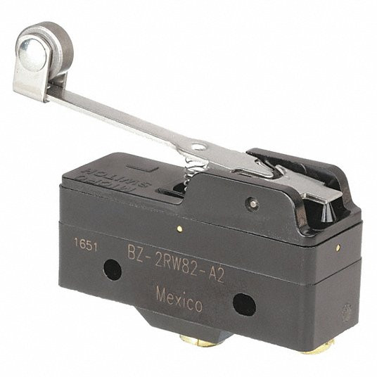 MICROSWITCH BZ-2RW82-A2  SNAP ACTION BASIC SWITCH; CIRCUITRY:SPDT; MICROSWITCH TYPE:STANDARD; ACTUATOR STYLE:ROLLER LEVER; OPERATING FORCE MAX:3.5OZF; CONTACT VOLTAGE DC NOM:2