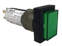 ALLEN BRADLEY 800A-M2GG4LC MOMENTARY PUSH BUTTON, STAB TYPE TERMINATION, FLUSH HEAD, RECTANGULAR BEZEL, GREEN, LED, 24V AC/DC, FACTORY ASSEMBLY