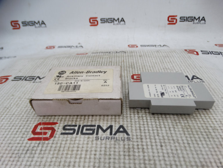 ALLEN BRADLEY 150-CA11 AUXILIARY CONTACT BLOCK FOR SIDE MOUNTING WITHOUT SEQUENCE TERMINAL DESIGNATIONS, 1 N.O. 1 N.C. ALLEN BRADLEY 150-CA11 AUXILIARY CONTACT BLOCK FOR SIDE MOUNTING WITHOUT SEQUENCE TERMINAL DESIGNATIONS, 1 N.O. 1 N.C.