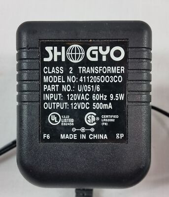 AC ADAPTER 120VAC 12VDC 500MA 60HZ 9.5W AC ADAPTER 120VAC 12VDC 500MA 60HZ 9.5W