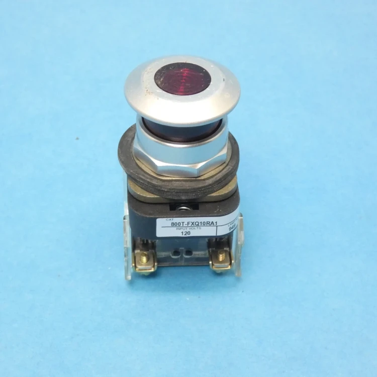 ALLEN BRADLEY 800T-FXQ10R 30.5MM TYPE 4/13 2 POS. PB-ILLUM., PUSH-PULL, RED, MUSHRM HD, INCAND., 120V AC/DC, NO CONTACTS ALLEN BRADLEY 800T-FXQ10R 30.5MM TYPE 4/13 2 POS. PB-ILLUM., PUSH-PULL, RED, MUSHRM HD, INCAND., 120V AC/DC, NO CONTACTS