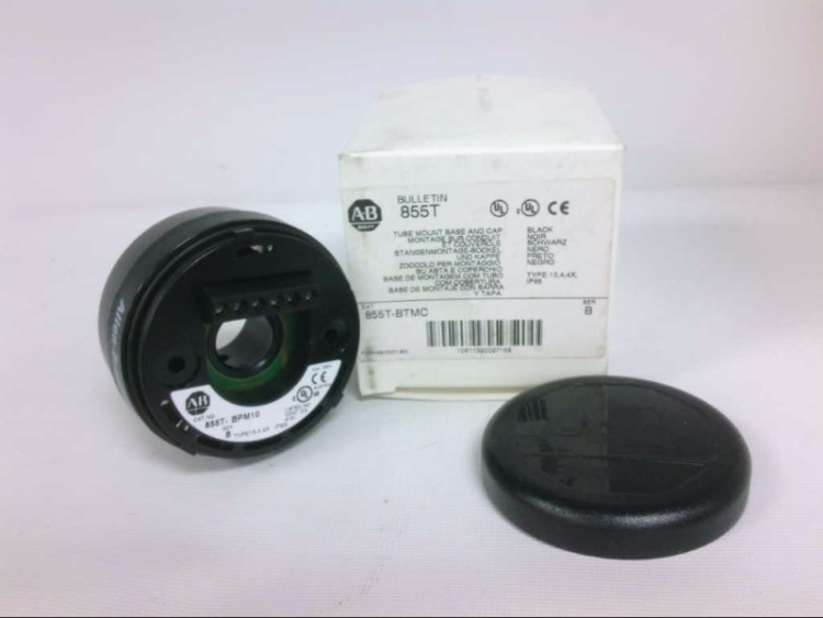 ALLEN BRADLEY 855T-BTMC CONTROL TOWER STACK LIGHT MOUNTING BASE, 25 MM DIAMETER TUBE MOUNT, BLACK HOUSING, CAP INCLUDED ALLEN BRADLEY 855T-BTMC CONTROL TOWER STACK LIGHT MOUNTING BASE, 25 MM DIAMETER TUBE MOUNT, BLACK HOUSING, CAP INCLUDED