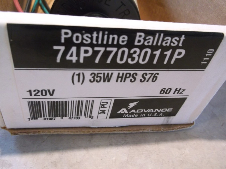 ADVANCE BALLAST 74P7702011 HPS BAL 35W S76 120V POSTLINE ADVANCE BALLAST 74P7702011 HPS BAL 35W S76 120V POSTLINE