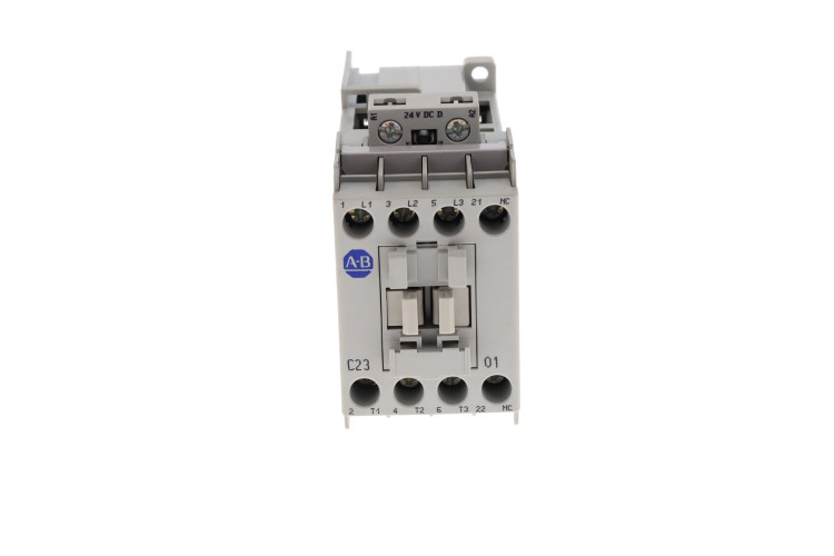 ALLEN BRADLEY 100-C23DJ01 CONTACTOR, SCREW TERMINALS, 11KW/400V, COIL 2 TERMINALS, COIL TERMINALS AT LINE SIDE, CONTROL VOLTAGE 24V DC WITH DIODE, 1 N.C. AUXILIARY CONTACT, SINGEL PACK
