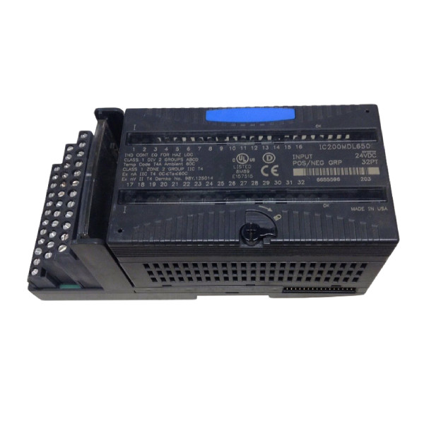 FANUC IC200MDL650 VERSAMAX DISCRETE INPUT MODULE, INPUT 24VDC POS/NEG LOGIC (4 GROUPS OF 8) 32PT FANUC IC200MDL650 VERSAMAX DISCRETE INPUT MODULE, INPUT 24VDC POS/NEG LOGIC (4 GROUPS OF 8) 32PT