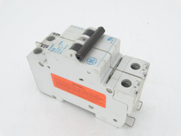 GENERAL ELECTRIC V37202  CIRCUIT BREAKER 2A 2P 277/480VAC D-CURVE DIN MTN