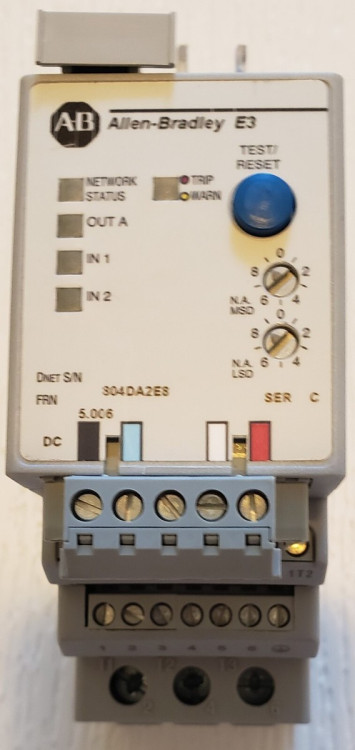 ALLEN BRADLEY 193-EC1PB ELECTRONIC OVERLOAD RELAY WITH DEVICENET INTERFACE, 2I/1O, 0.4.2A, ADJUSTABLE TRIP CLASS 5.30, AUTOMATIC/MANUAL RESET, FOR DIRECT MOUNT TO CONTACTOR 100-C09.C23 OR ADAPTER 193-ECPM1 ALLEN BRADLEY 193-EC1PB ELECTRONIC OVERLOAD RELAY WITH DEVICENET INTERFACE, 2I/1O, 0.4.2A, ADJUSTABLE TRIP CLASS 5.30, AUTOMATIC/MANUAL RESET, FOR DIRECT MOUNT TO CONTACTOR 100-C09.C23 OR ADAPTER 193-ECPM1
