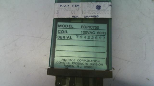 AGASTAT FGPIC750 RELAY 120VAC 60HZ