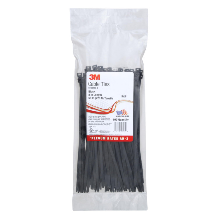 3M 6202 PRICE/EA (MIN PURCH= 100) 8" BLACK CABLE TIE STANDARD - 50LB (BAGGED) 3M 6202 PRICE/EA (MIN PURCH= 100) 8" BLACK CABLE TIE STANDARD - 50LB (BAGGED)