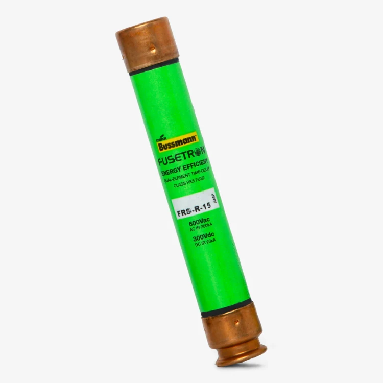 BUSSMANN FRS-R-15 FUSE, 15A, 600V, TIME DELAY; VOLTAGE RATING VDC:250V; VOLTAGE RATING VAC:600V; FUSE CURRENT:15A; BLOW CHARACTERISTIC:TIME DELAY; FUSE SIZE IMPERIAL:0. BUSSMANN FRS-R-15 FUSE, 15A, 600V, TIME DELAY; VOLTAGE RATING VDC:250V; VOLTAGE RATING VAC:600V; FUSE CURRENT:15A; BLOW CHARACTERISTIC:TIME DELAY; FUSE SIZE IMPERIAL:0.