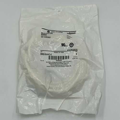 ALLEN BRADLEY 889D-E4AC-5 CONNECTION SYSTEM, DC MICRO, CORDSET 4 PIN TO MICRO CONDUCTOR, RIGHT ANGLE, 22AWG, 300 V, 3 A, MOLDED OIL-RESISTANT PVC, 5 M ALLEN BRADLEY 889D-E4AC-5 CONNECTION SYSTEM, DC MICRO, CORDSET 4 PIN TO MICRO CONDUCTOR, RIGHT ANGLE, 22AWG, 300 V, 3 A, MOLDED OIL-RESISTANT PVC, 5 M