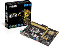 MB ASUS H81M-C LGA1150 iH81 2хDDR3 2xSATA3 VGA+DVI+LPT 1xPCIe2.0x16 2xPCIe2.0x1 1xPCI AC`97 8ch 2xUSB3.0 4xUSB2.0 GbLAN mATX BOX