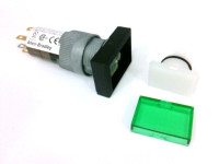 ALLEN BRADLEY 800A-M2CG24 MOMENTARY PUSH BUTTON, STAB TYPE TERMINATION, EXTENDED HEAD, RECTANGULAR BEZEL, GREEN, INCANDESCENT, 24V AC/DC, NO FACTORY ASSEMBLY
