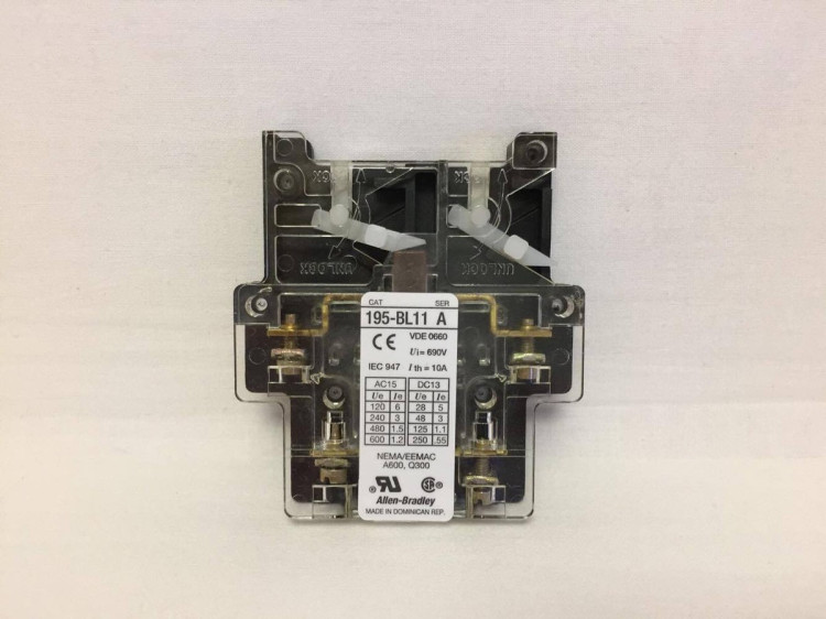 ALLEN BRADLEY 195-BL11 AUXILIARY CONTACT 690V ALLEN BRADLEY 195-BL11 AUXILIARY CONTACT 690V