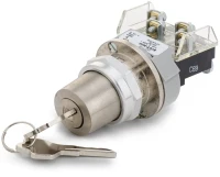 ALLEN BRADLEY 800T-H33A 30.5MM TYPE 4/13 2 POS. CYLINDER LOCK SEL. SWITCH, MAINT. KEY REMOVAL-BOTH, D018 (STD. KEY), 1 NO-1 NC