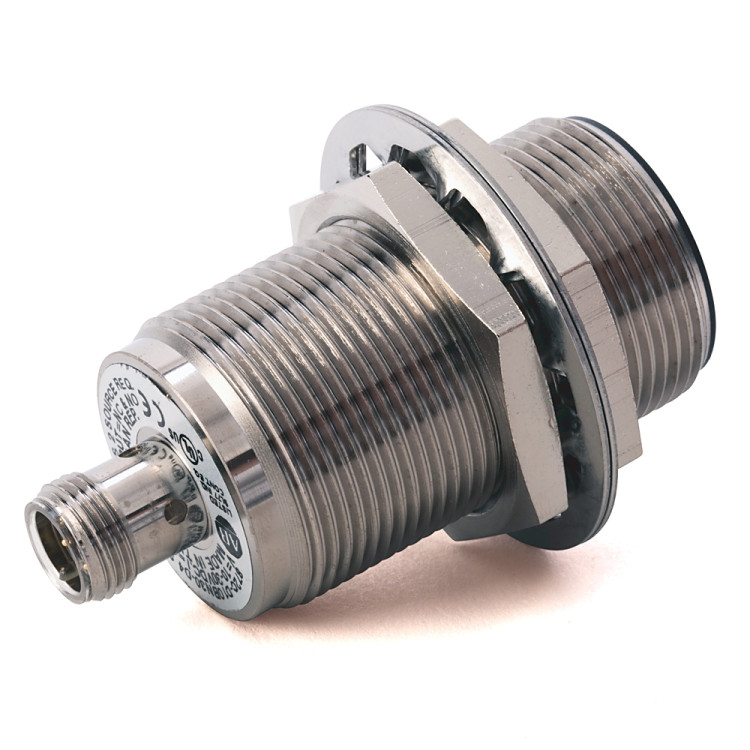 ALLEN BRADLEY 872C-N12NP18-D4 PROXIMITY SENSOR, 3-WIRE DC EXTENDED RANGE STANDARD BARREL, 18MM DIAMETER, TUBULAR:NICKEL PLATED BRASS, 12MM SENSING DISTANCE, UNSHIELDED, N.O., SOURC