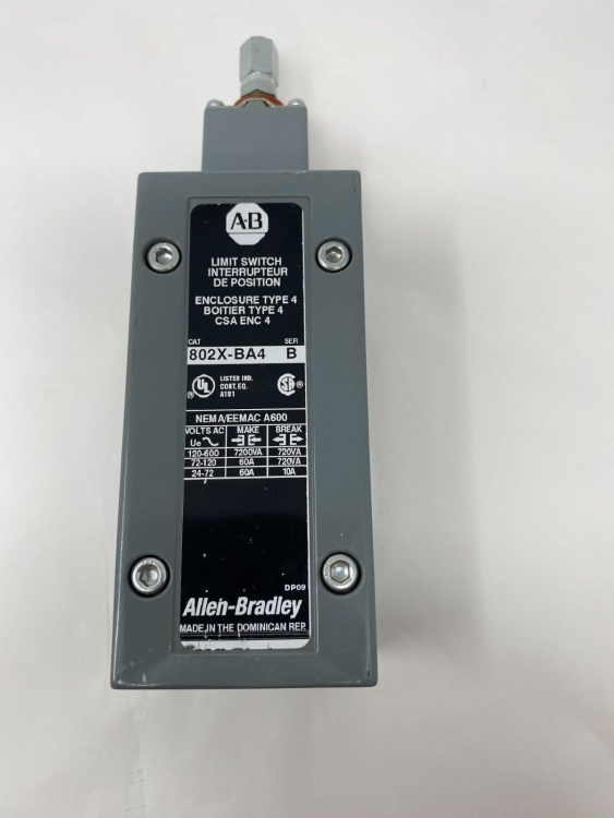 ALLEN BRADLEY 802X-BA4 SWITCH,LIMIT 600V AC MAX 10 AMP MAX ALLEN BRADLEY 802X-BA4 SWITCH,LIMIT 600V AC MAX 10 AMP MAX