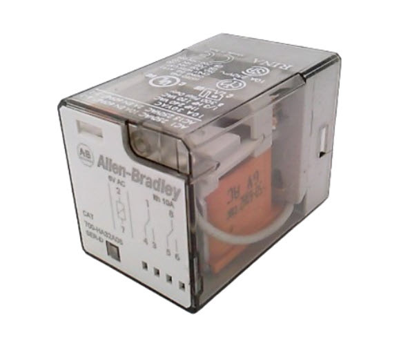 ALLEN BRADLEY 700-HA32A06 GENERAL PURPOSE RELAY, 10A CONTACT, DOUBLE POLE DOUBLE THROW, 6V 50/60HZ, NO MANUAL OPERATOR, NO PILOT LIGHT, SINGLE PACK ALLEN BRADLEY 700-HA32A06 GENERAL PURPOSE RELAY, 10A CONTACT, DOUBLE POLE DOUBLE THROW, 6V 50/60HZ, NO MANUAL OPERATOR, NO PILOT LIGHT, SINGLE PACK