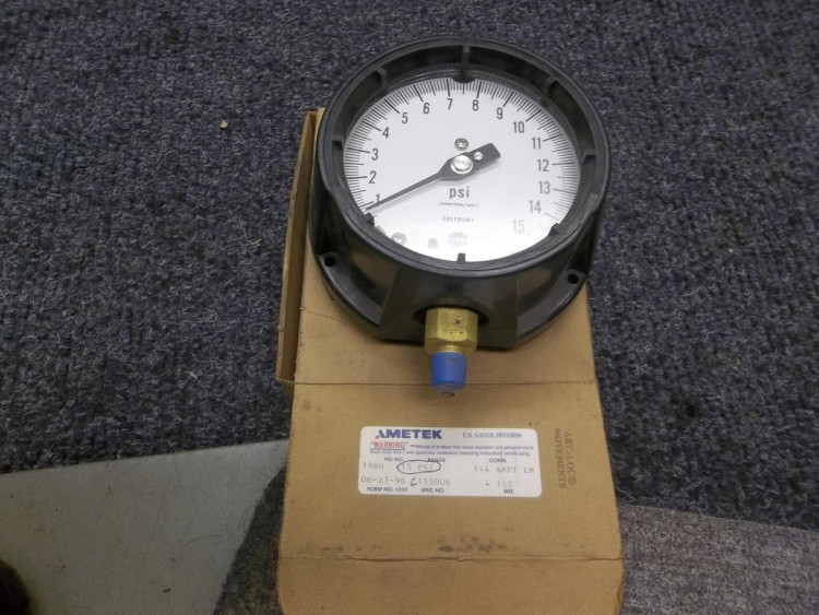 AMETEK 155006 PRESSURE GAUGE 0-15PSI 4.5INCH