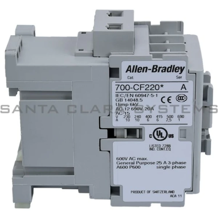 ALLEN BRADLEY 700-CF220KD CONTROL RELAY, 2 N.O., 2 N.C., OPEN TYPE, CONTROL VOLTAGE 110V 50/60HZ, SINGLEPACK