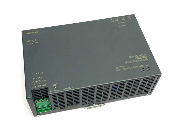SIEMENS 6EP1-437-2BA10 POWER SUPPLY 40AMP 3PHASE 24VDC 400-500VAC 50/60HZ SIEMENS 6EP1-437-2BA10 POWER SUPPLY 40AMP 3PHASE 24VDC 400-500VAC 50/60HZ