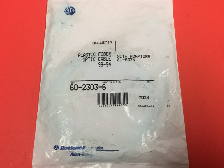ALLEN BRADLEY 60-2303-6 FIBER OPTIC ASSEMBLY 99-94 W/ADAPTER 61-6374