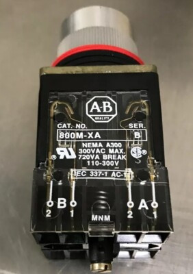 ALLEN BRADLEY 800MR-A1B SWITCH,PUSHBUTTON 300V AC MAX 10 AMP MAX